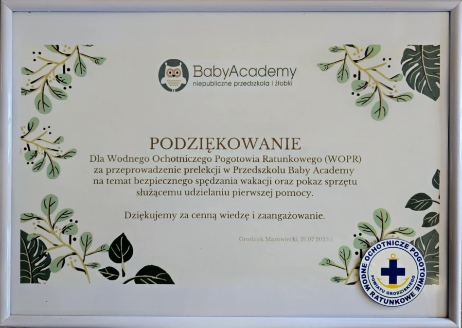 Profilaktyka w Przedszkolu Baby Academy - WOPR Grodzisk Mazowiecki